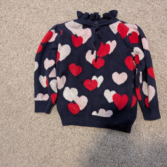Janie and Jack Heart Pattern Sweater - Navy, Red, and White - Picture 6 of 7